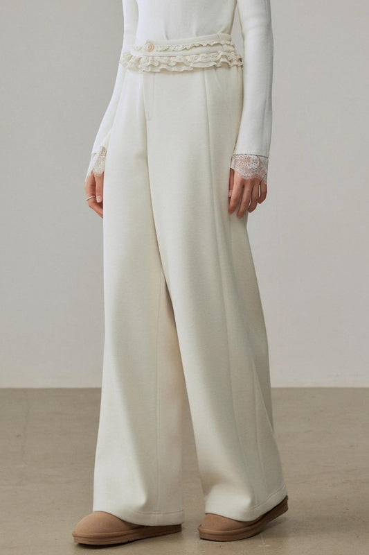 High-Waisted Velvet Wide-Leg Pants