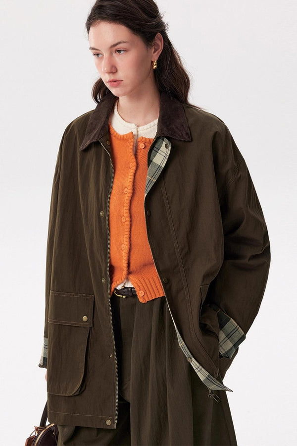 Retro Patchwork Color-Block Jacket