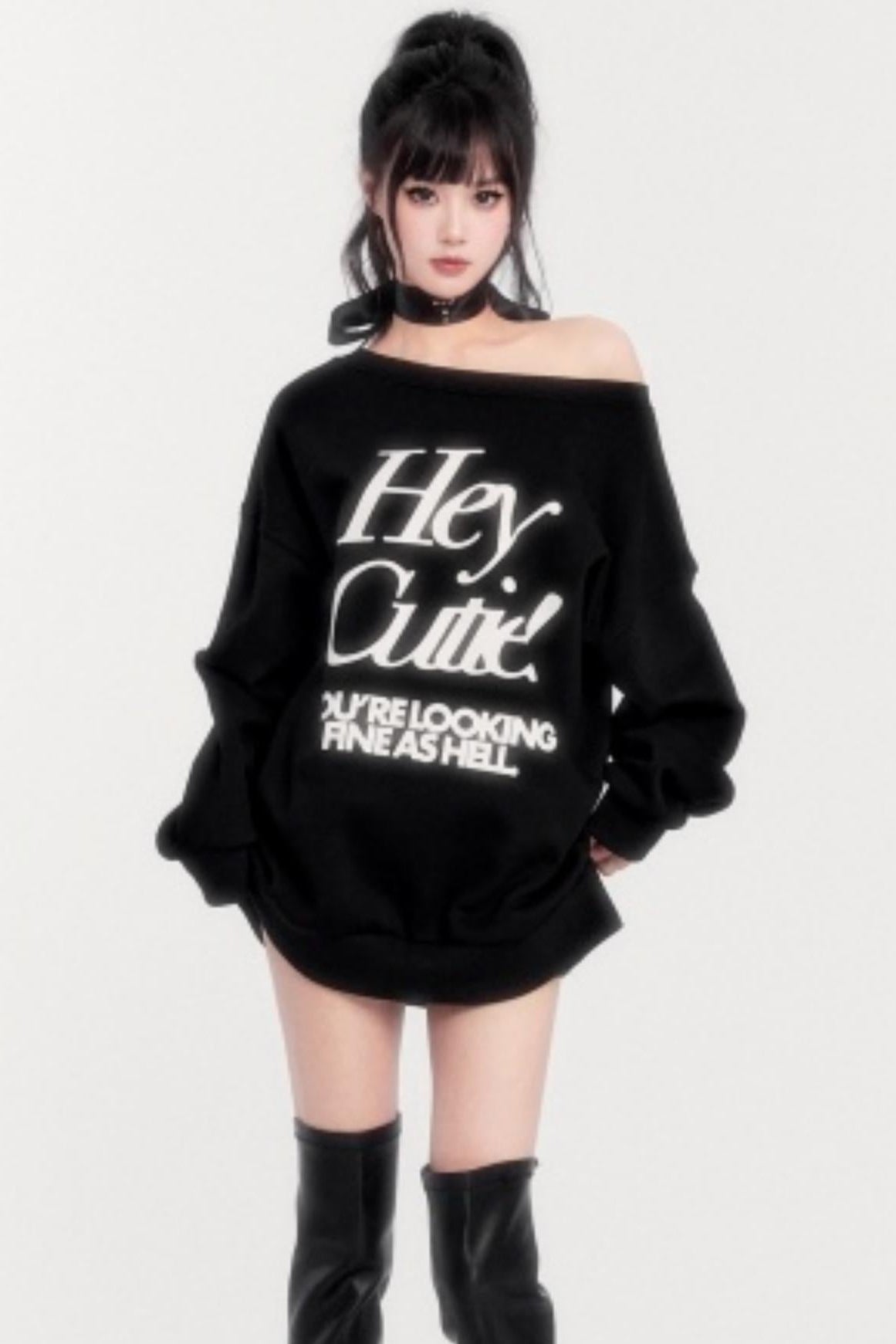 Loose Fleece Long-Sleeved Sweatshirt