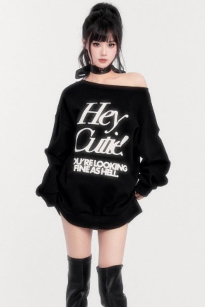 Loose Fleece Long-Sleeved Sweatshirt