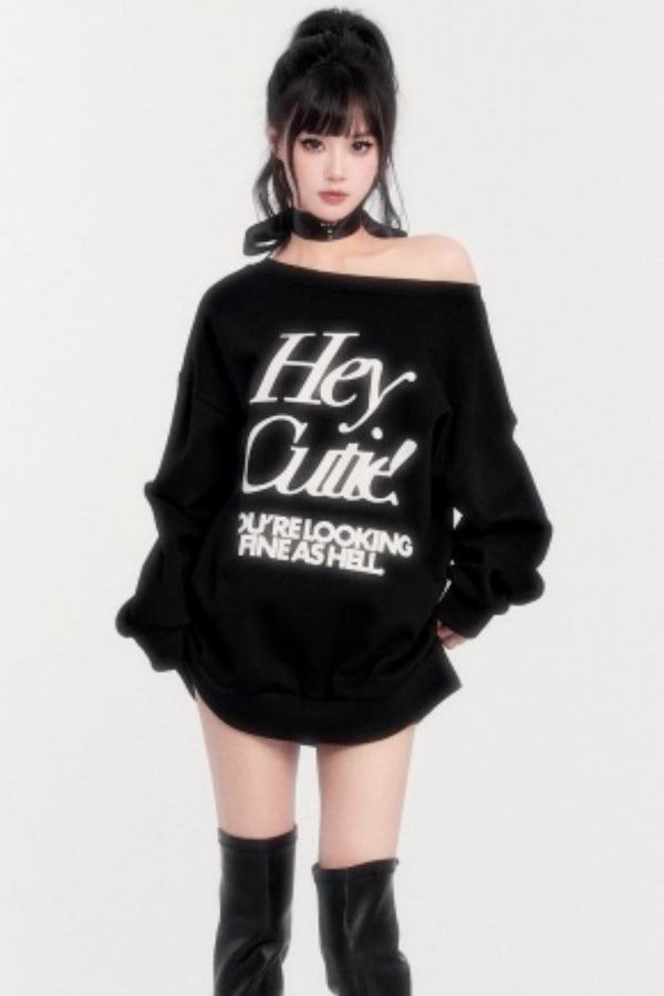 Loose Fleece Long-Sleeved Sweatshirt