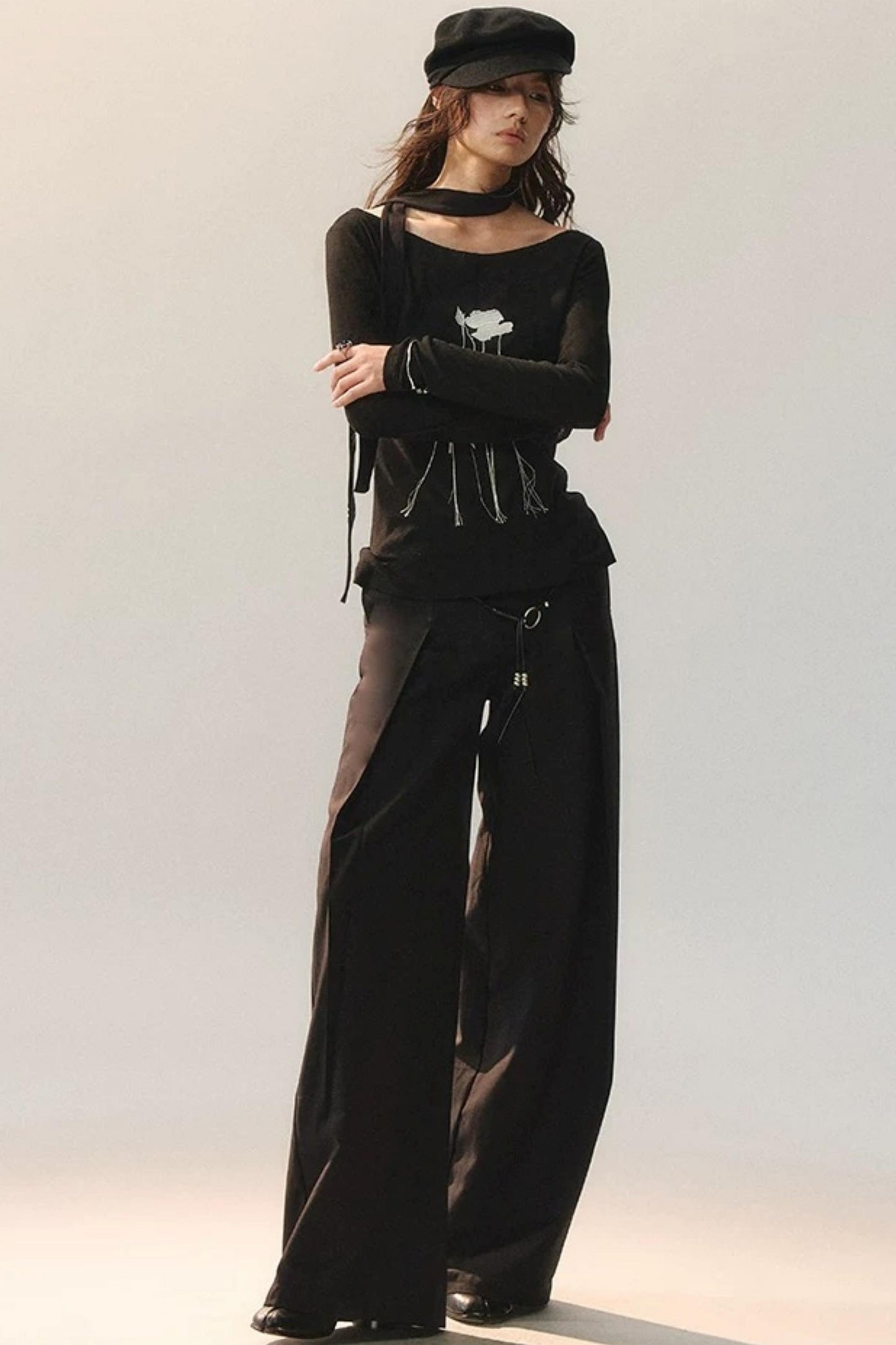 Top in Maglia con Ricamo Rose