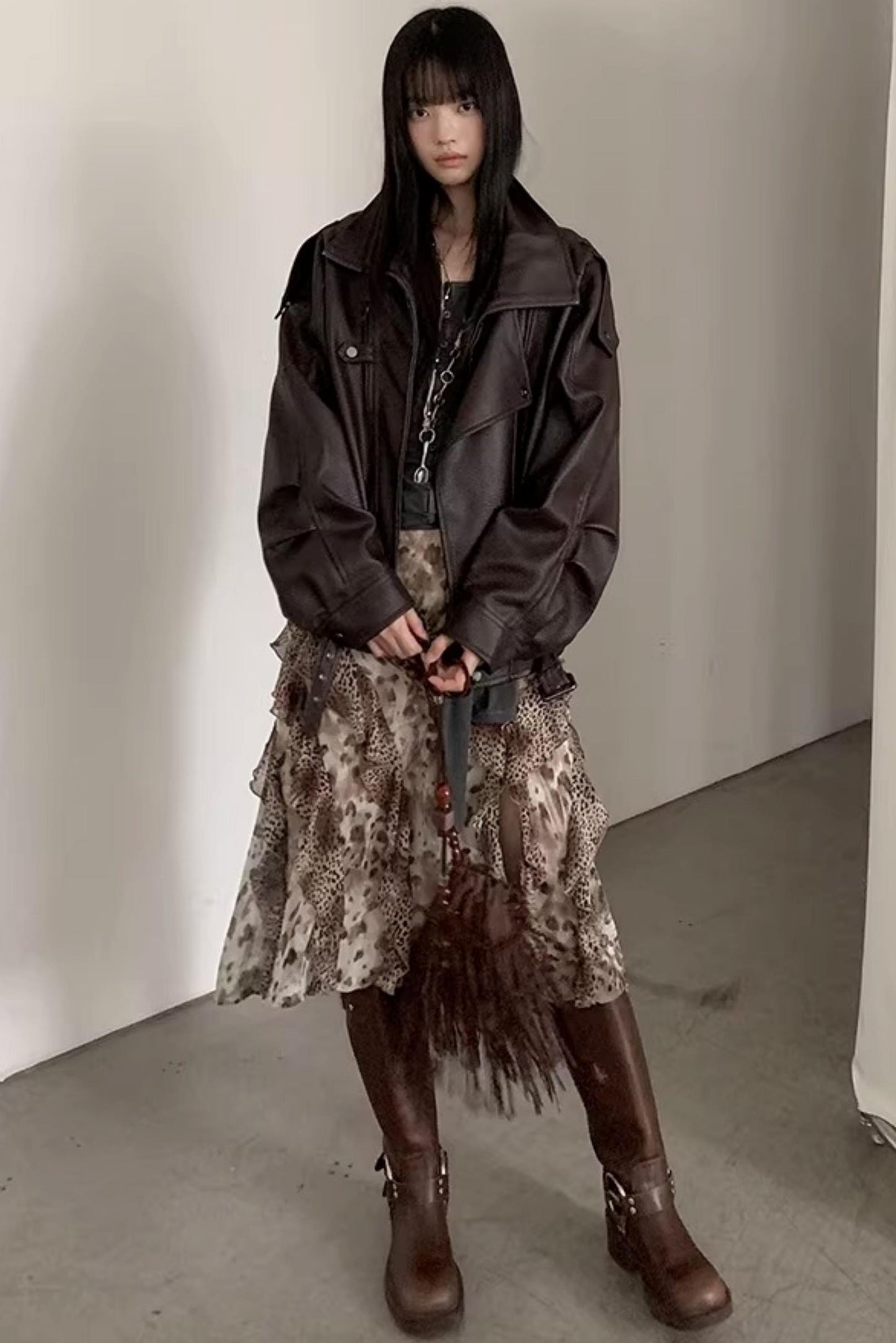 Leopard Print A-Line Skirt