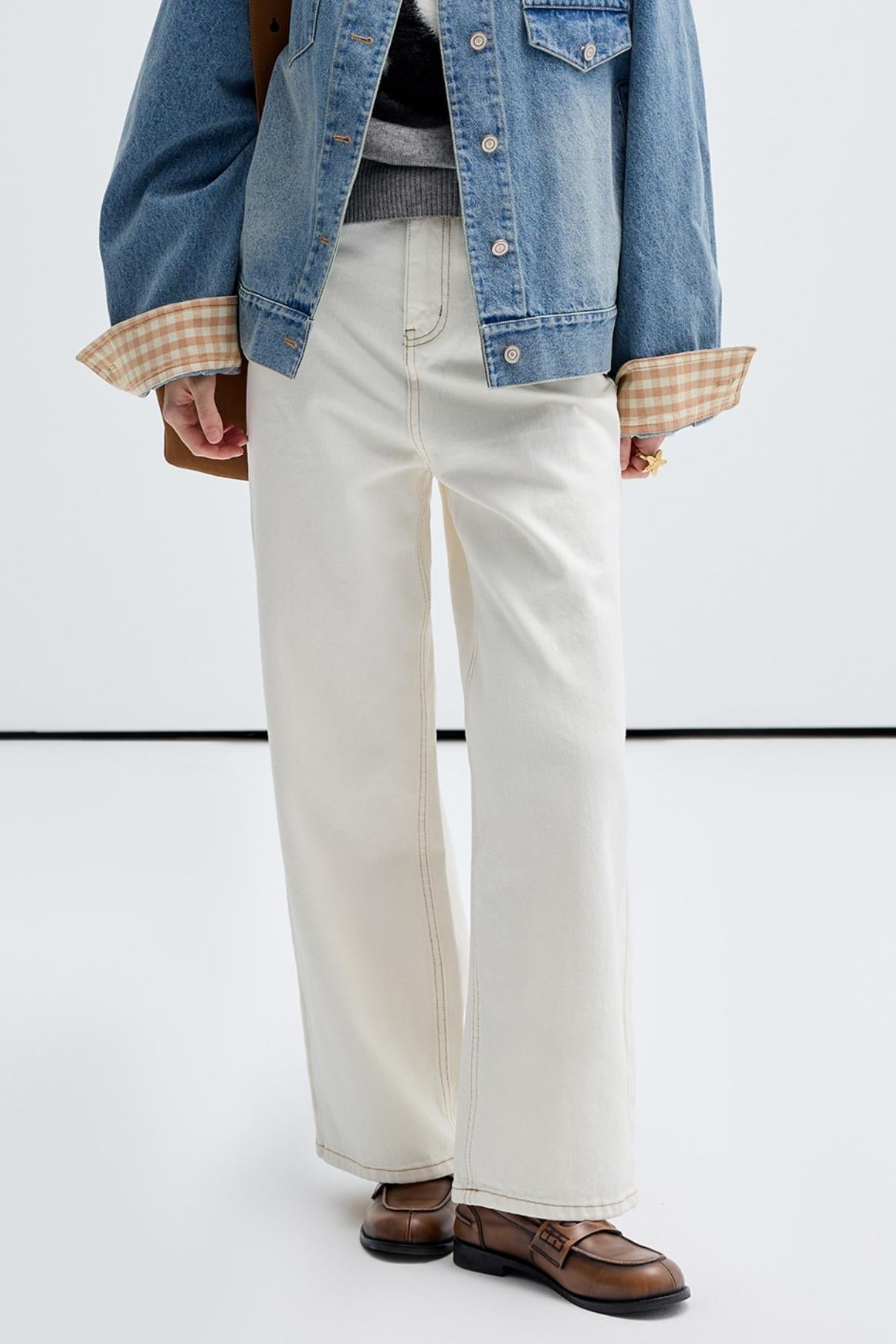 White Wide Leg Cotton Jeans