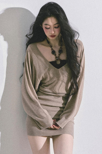 Gold Wisdom French Knitted Dress Set-Up