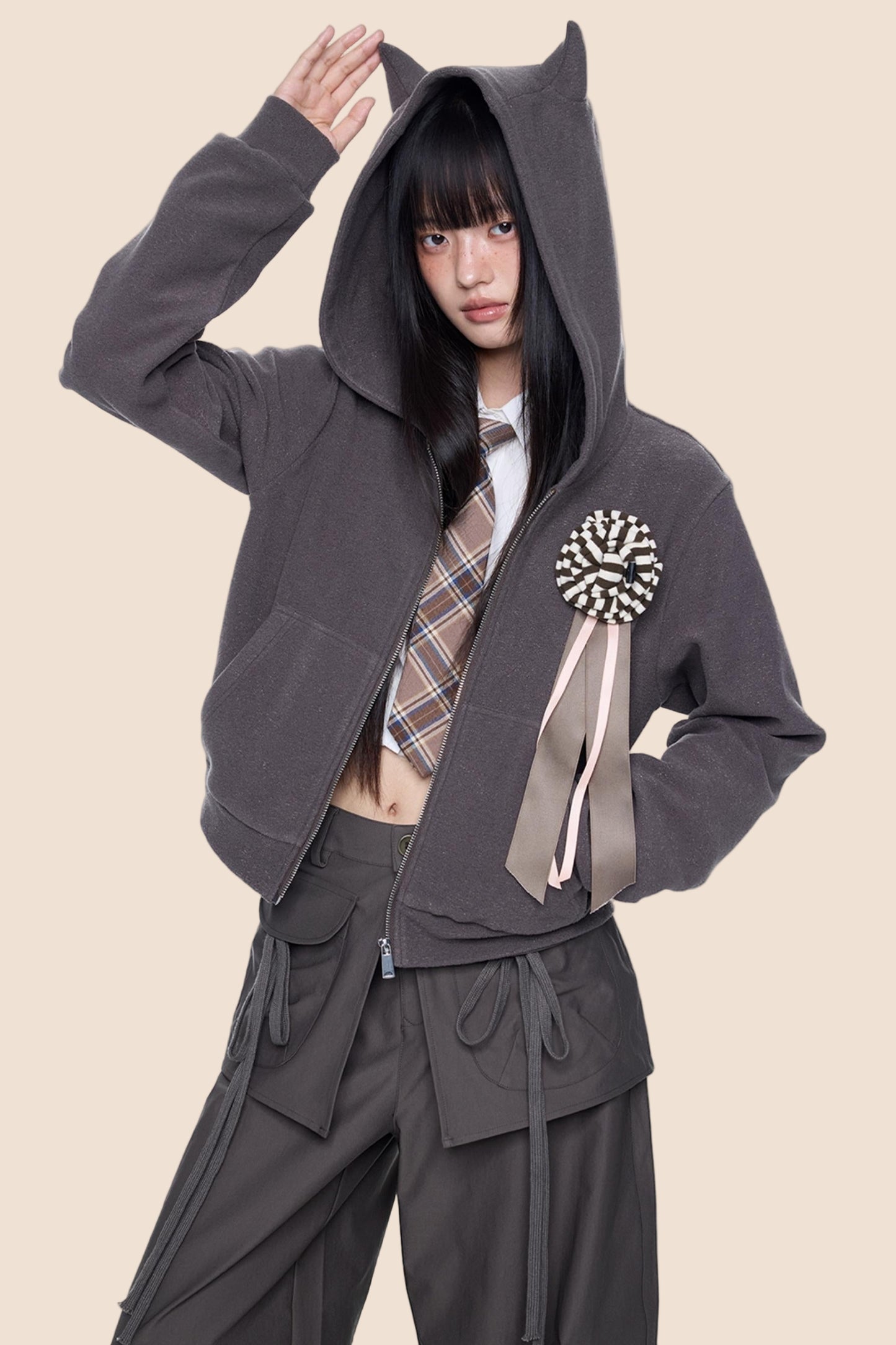 Devil Horn Short Hoodie Sweatshirt