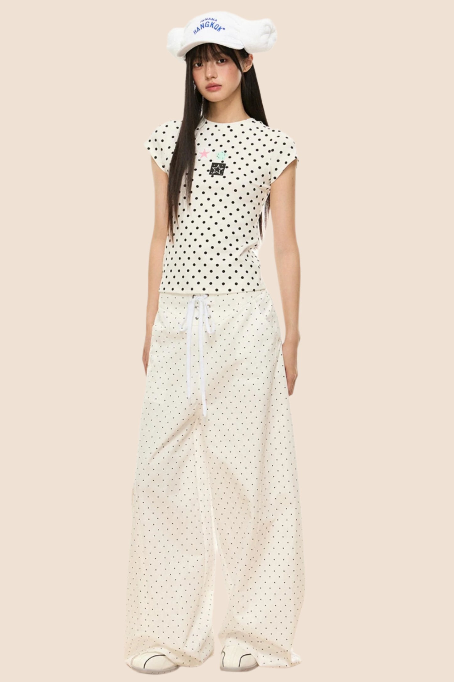 Polka Dot Wide-Leg Pants