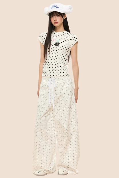 Polka Dot Wide-Leg Pants
