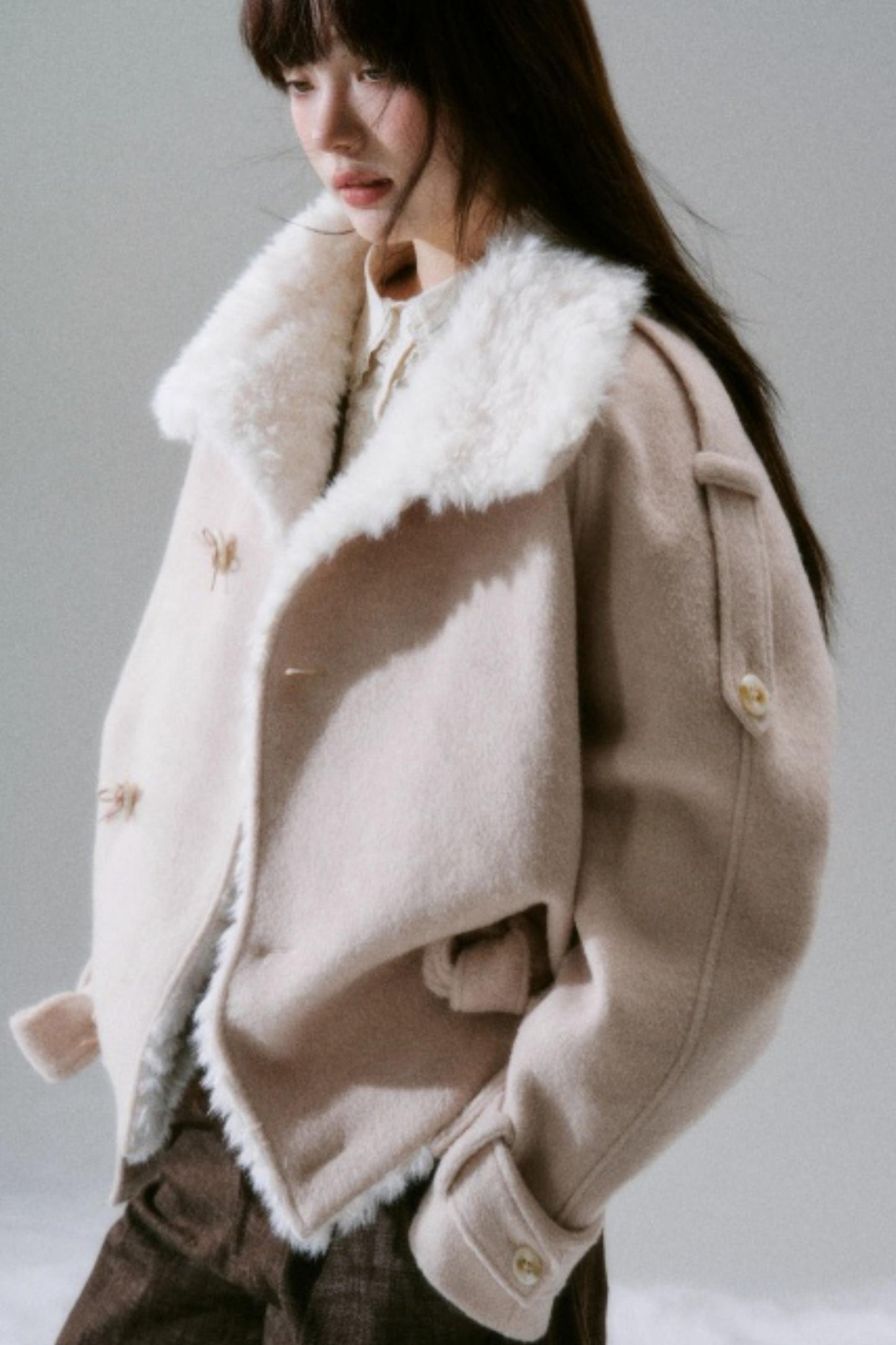 Romance Woolen Fur Collar Coat