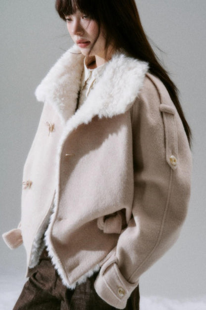 Romance Woolen Fur Collar Coat
