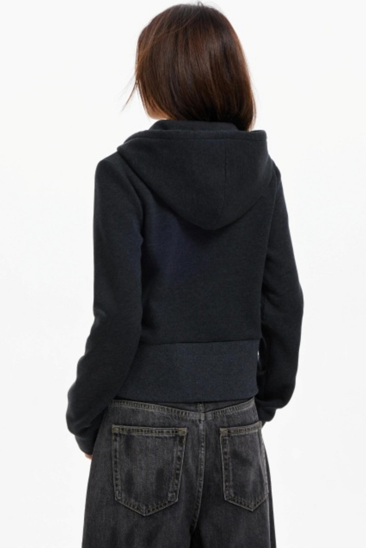 Diamond Plaid Hooded Waist Jacket