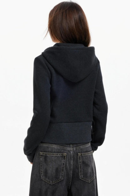 Diamond Plaid Hooded Waist Jacket