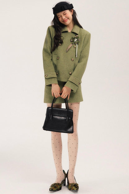 Flight Diary Woolen Jacket & Skirt Set-Up