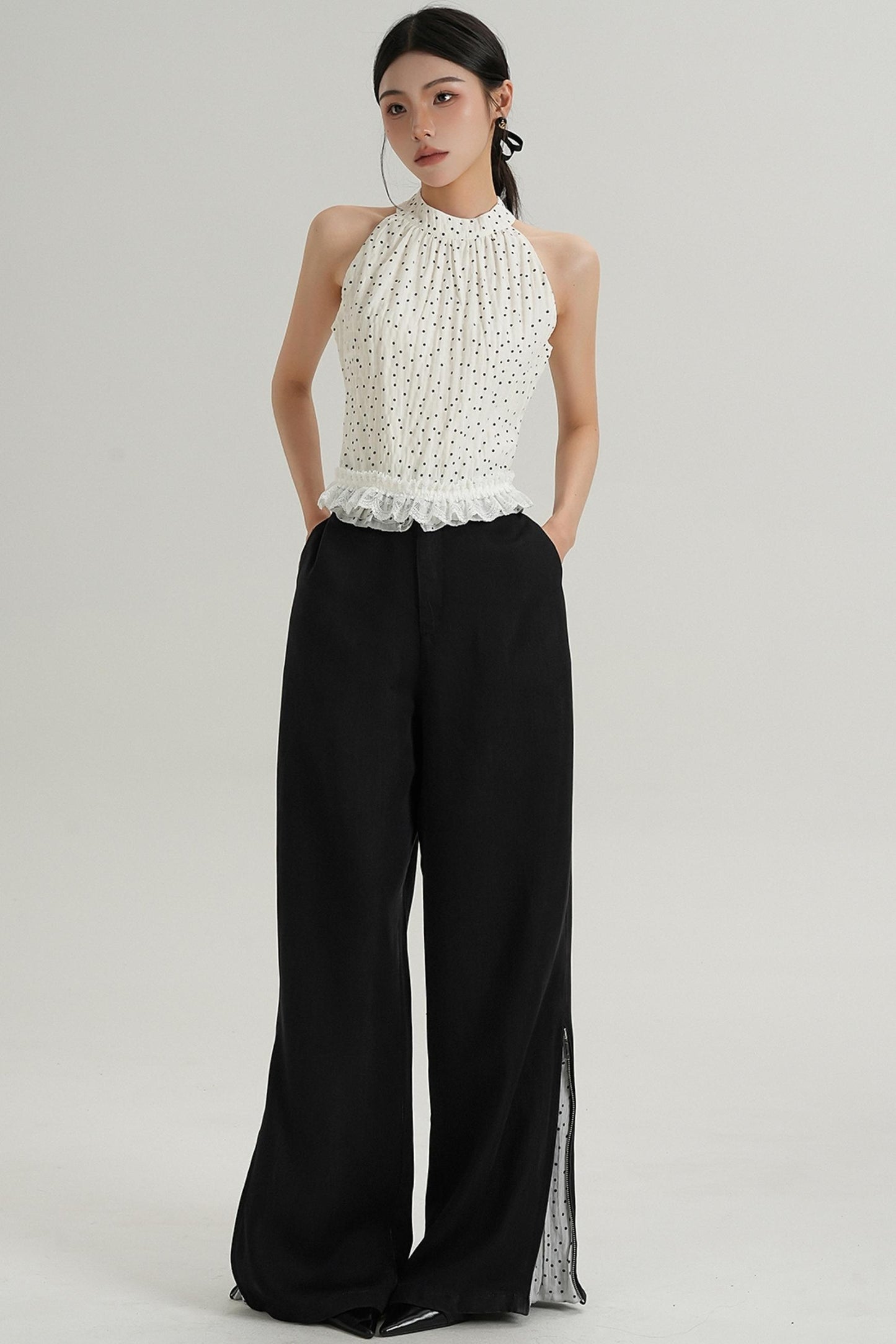 Designer Lace-Trimmed Pants