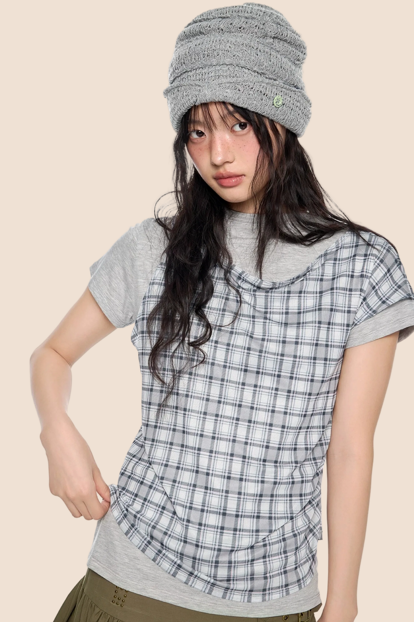 Plaid Layered Retro Top Set