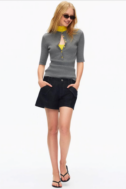 Lyocell Color-Blocked Knit Top