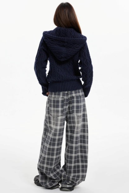 American Hooded Cable Knit Sweater