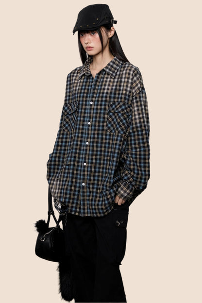 Plaid Gradient Retro Check Shirt