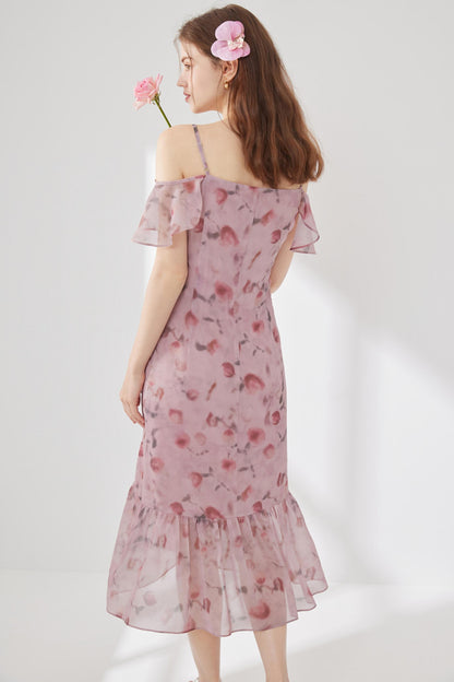Pink Floral A-Line Dress