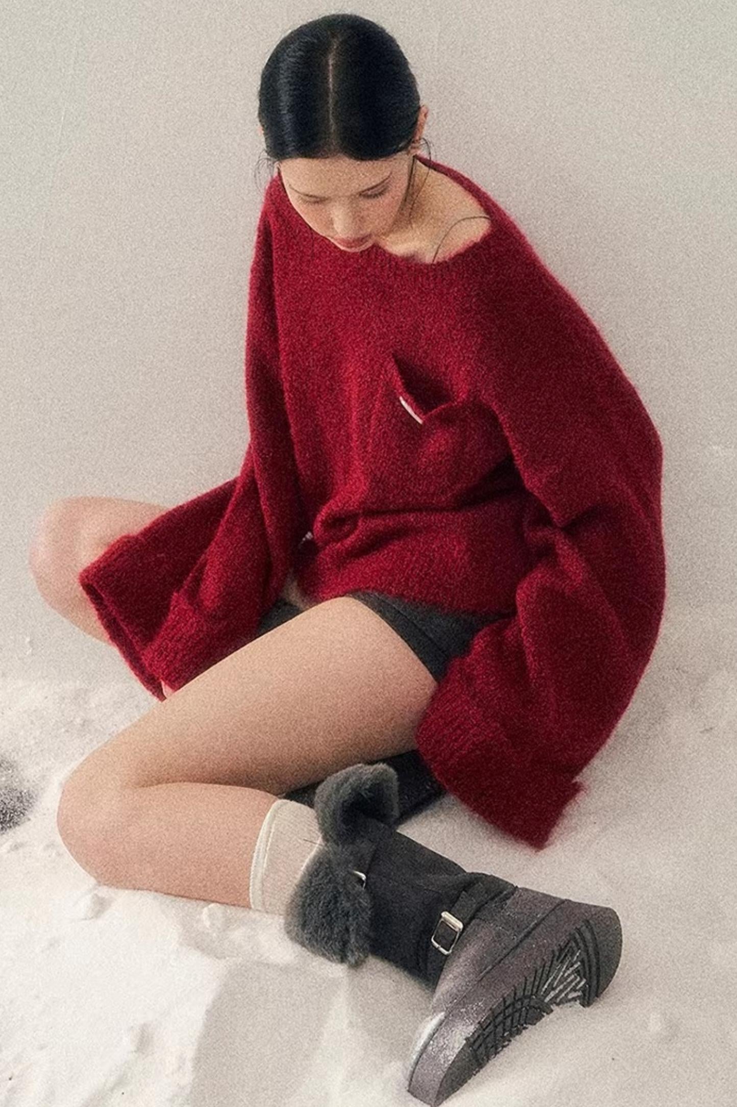 Winter Mohair Red Sweater