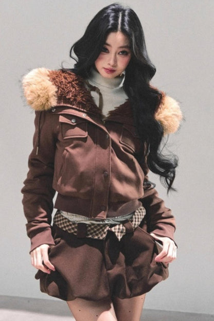 Winter Plush Hooded Coat