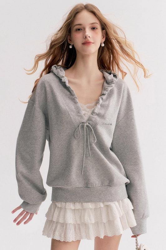 Pleated Hooded Sweatshirt Set-Up