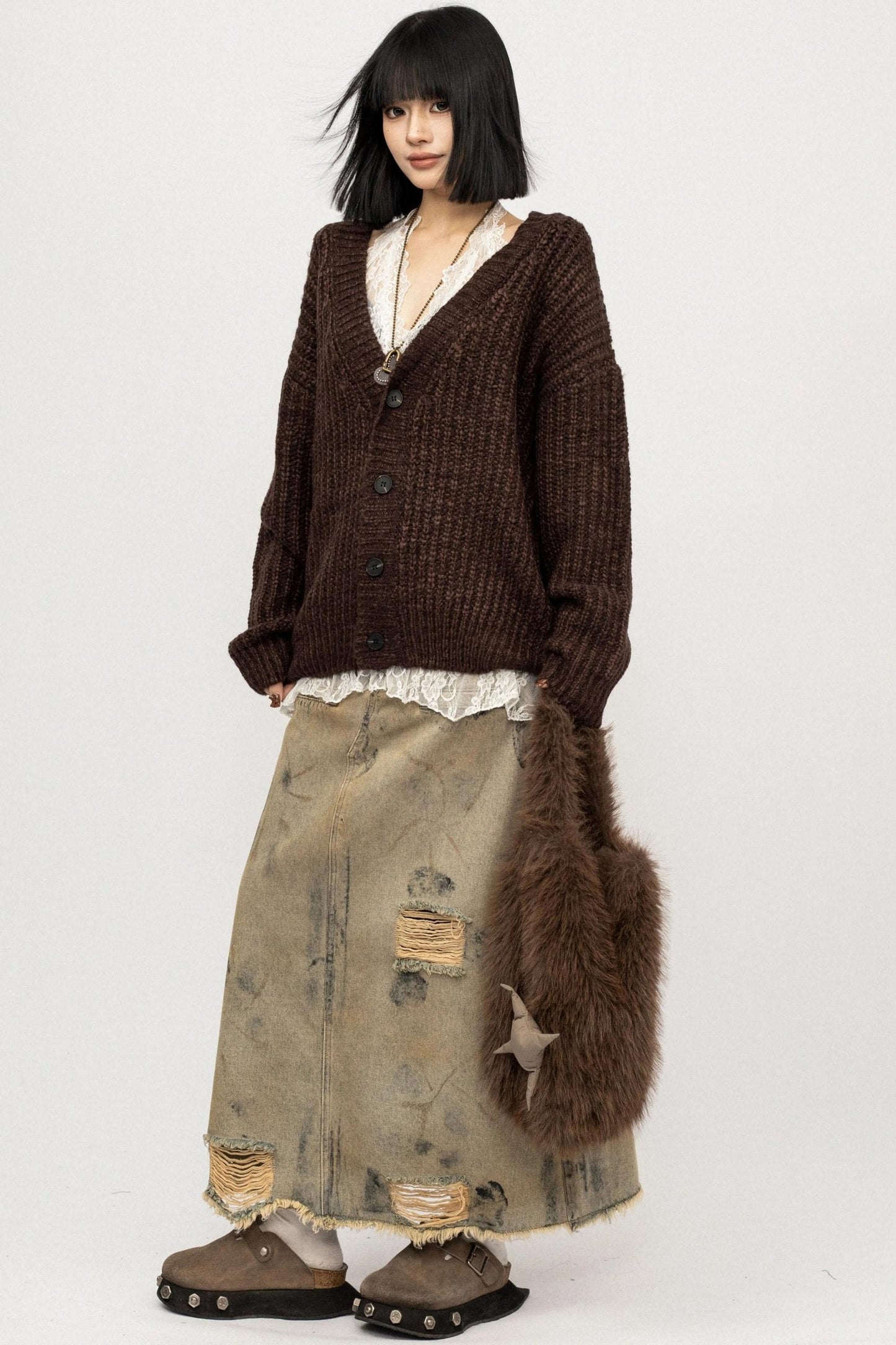 Winter Vintage V-Neck Knitted Cardigan