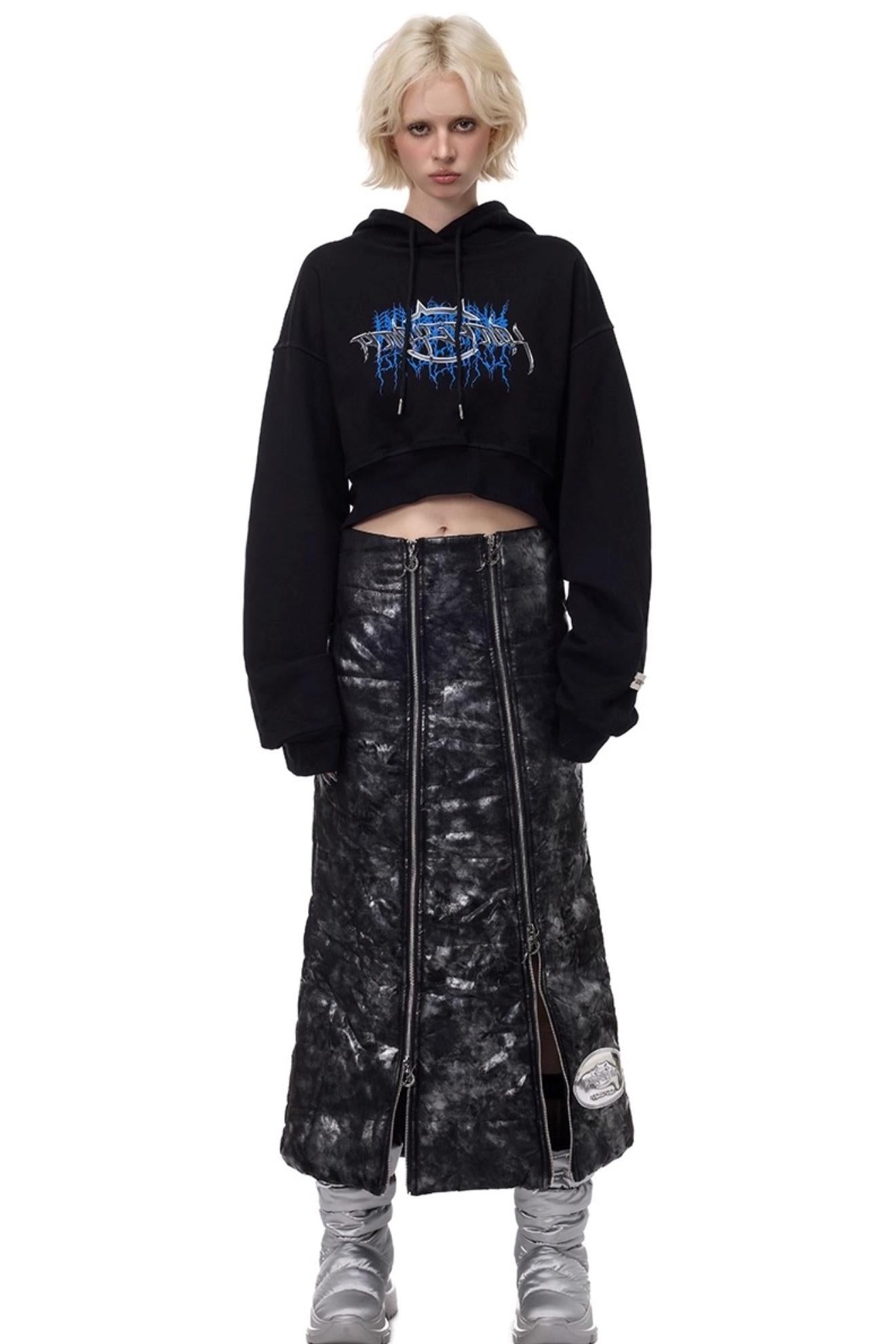 Thorn Print Hooded Fleece Sweatshirt