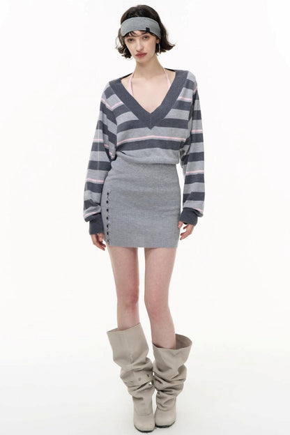 Striped Spliced Autumn Dress