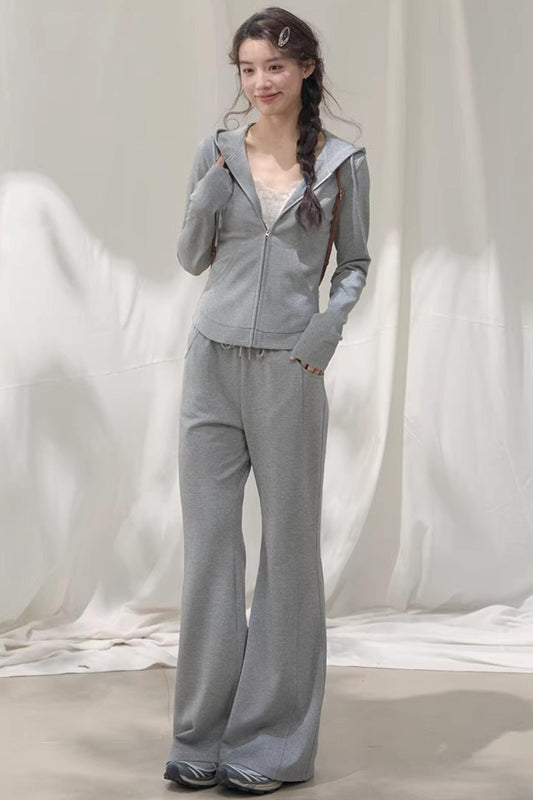 Hooded Zipper Sweatshirt Set-Up