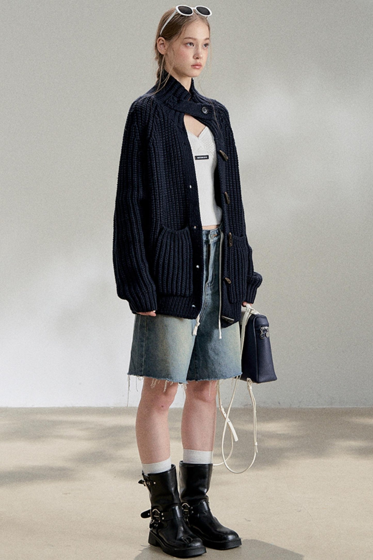 Lazy Black Knitted Cardigan