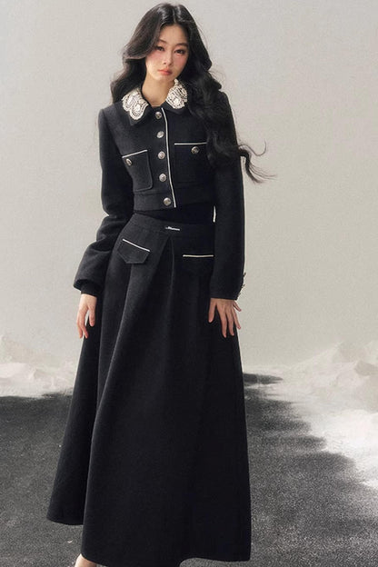 Whisper Lace Winter Suit Skirt Set-Up