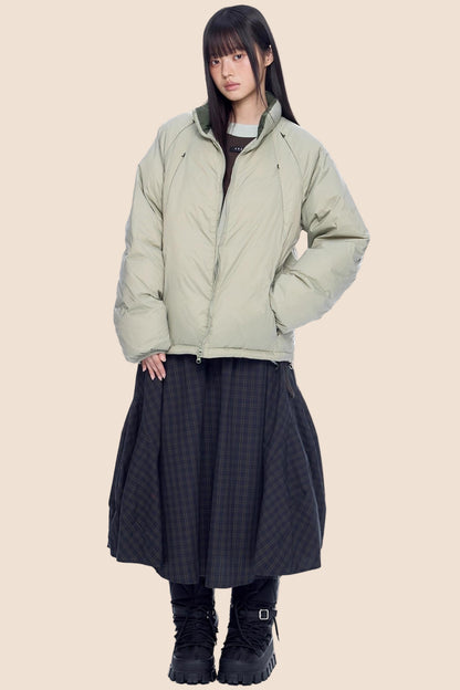 Plaid Retro White Duck Down Jacket