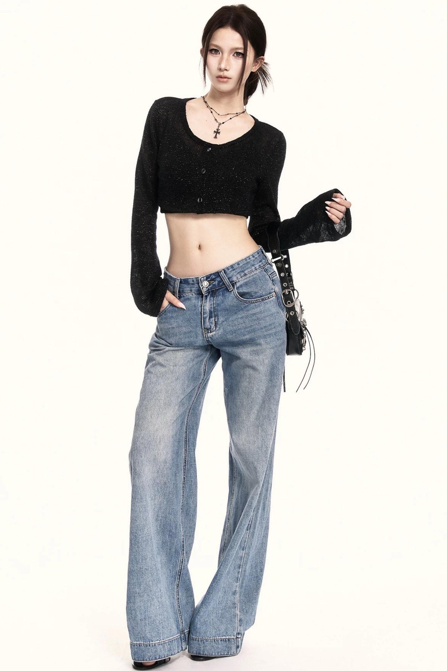 Black Loose Knit Sun Top
