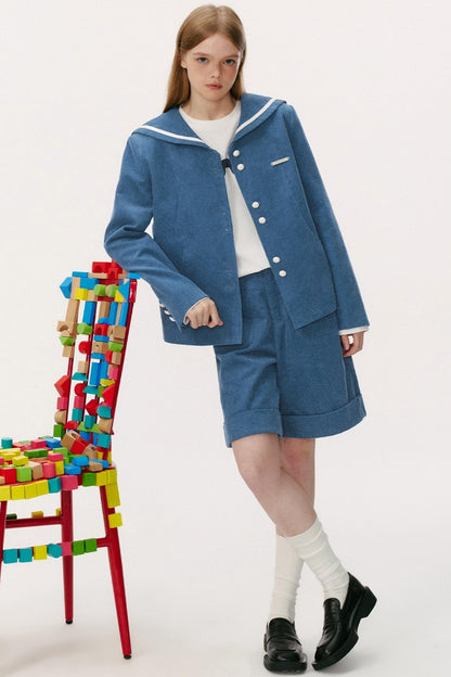 Navy Collar Corduroy Jacket