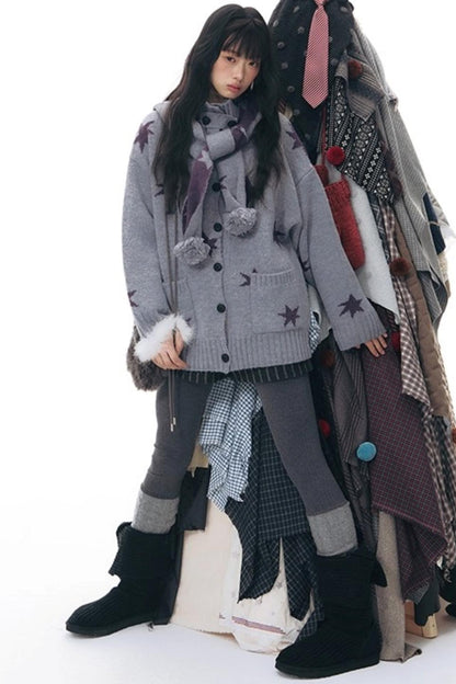 Reversible Star Cardigan Sweater Jacket Set-Up
