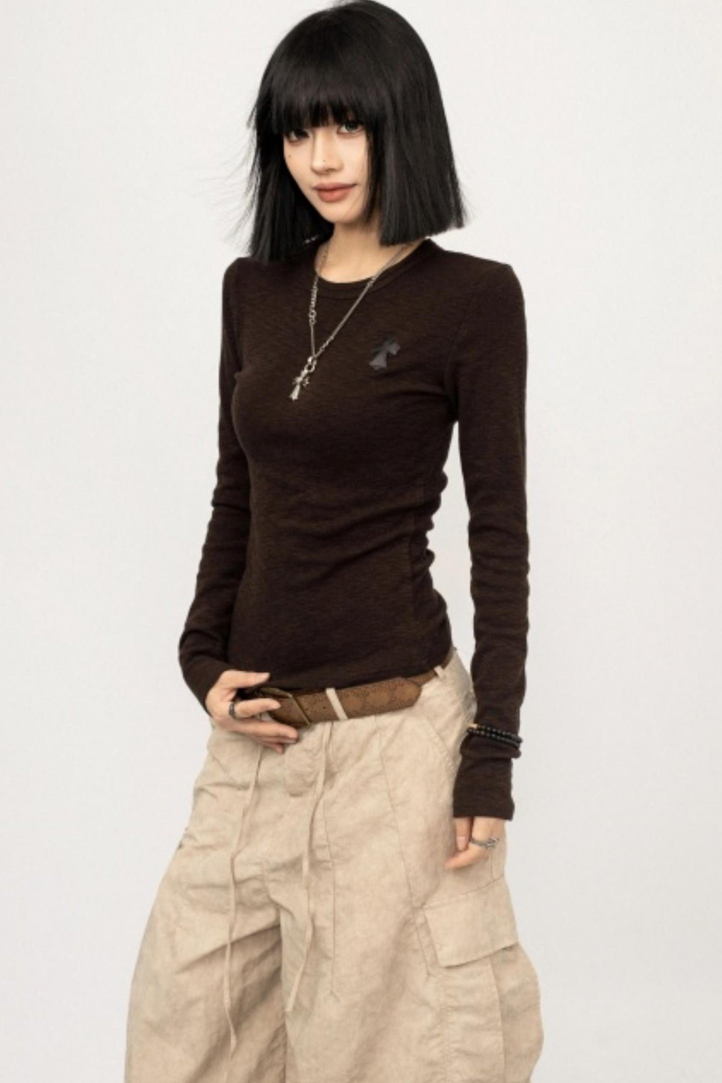 Retro Black Slim-Fitting Top