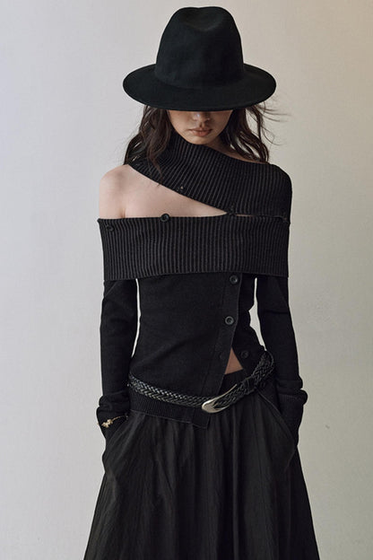 Light And Shadow One-shoulder Top