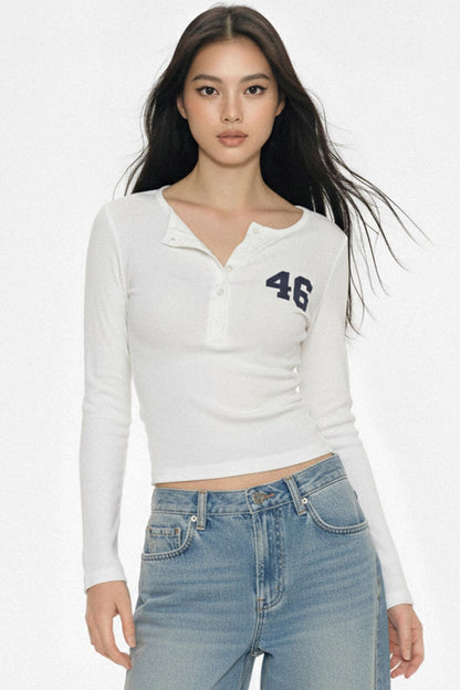 Retro Digital Print Button-Down Top