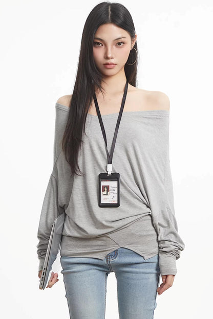 Lace Splicing Off-Shoulder Top