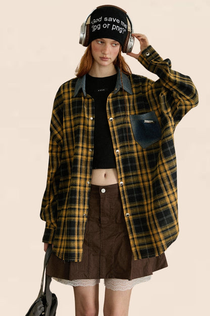 American Vintage Plaid Frayed Shirt