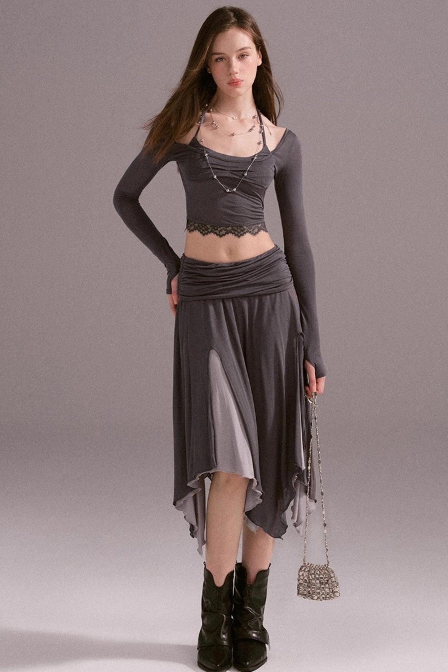 Irreguler Lace Skirt Set-Up