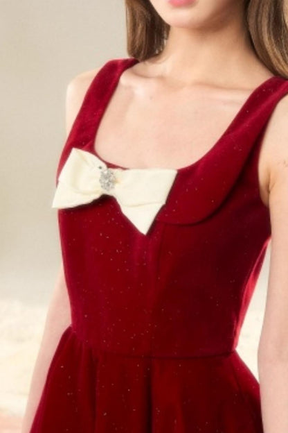 Red Velvet Bow Dress