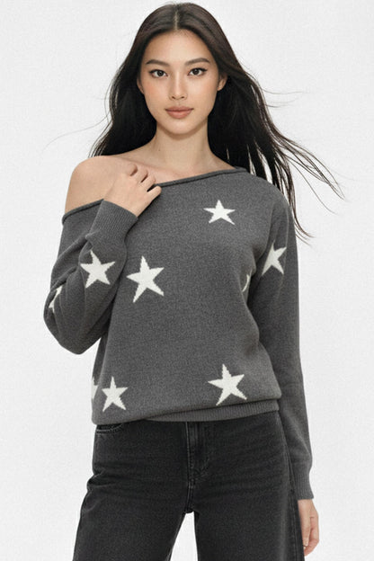 Dark Gray Off-Shoulder Sweater