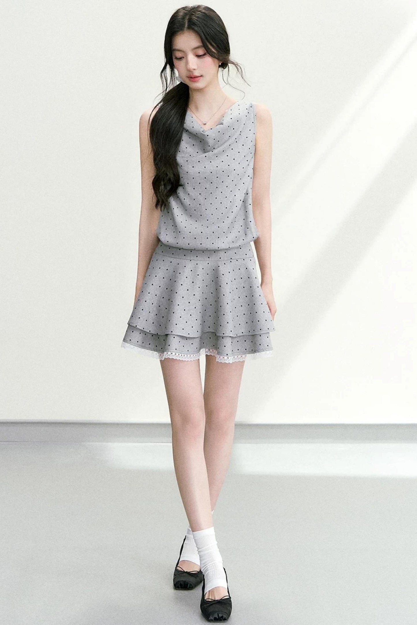 Elegant Polka Dot Tiered Dress