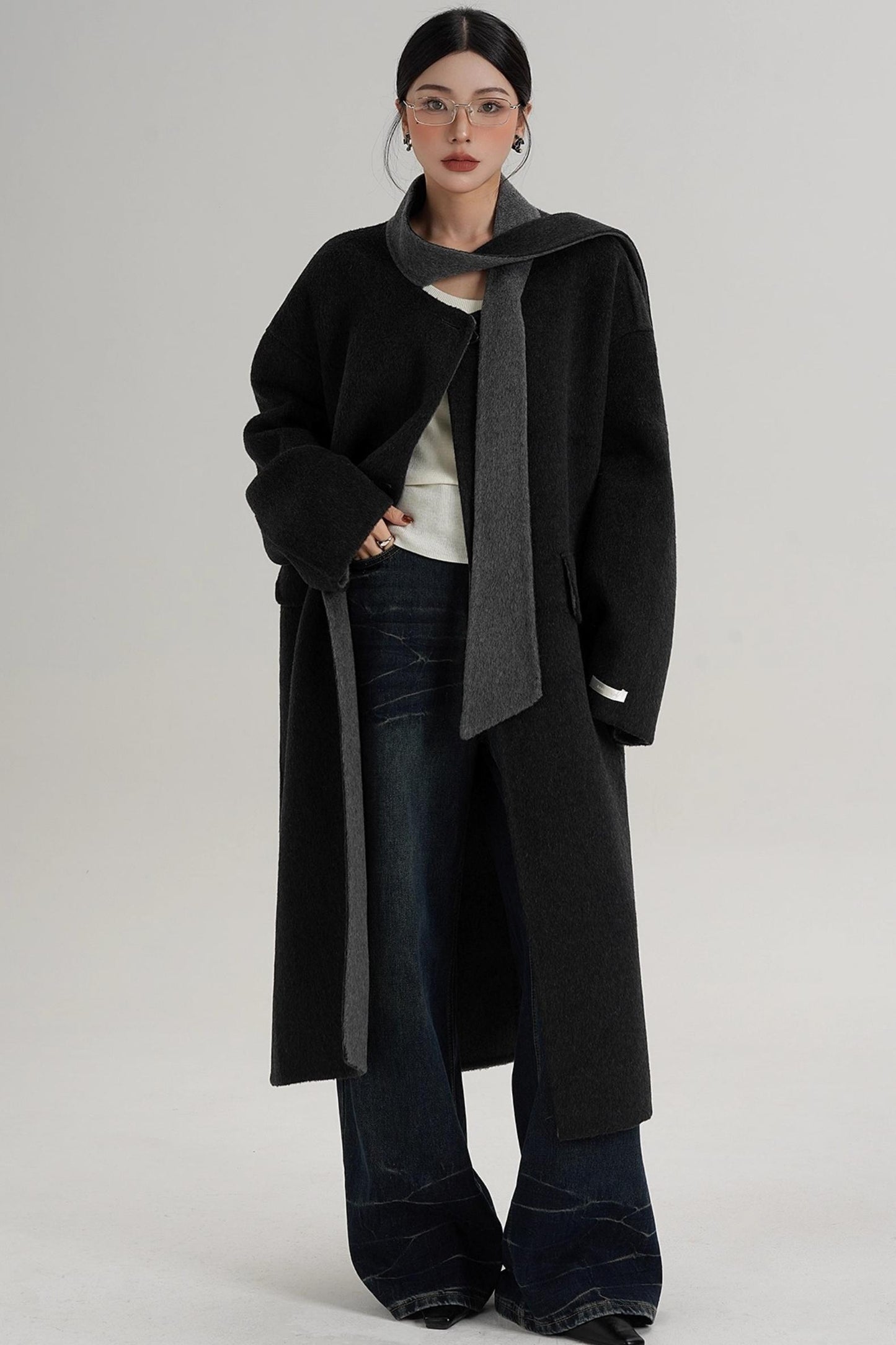 Reversible Contrast Wool Coat