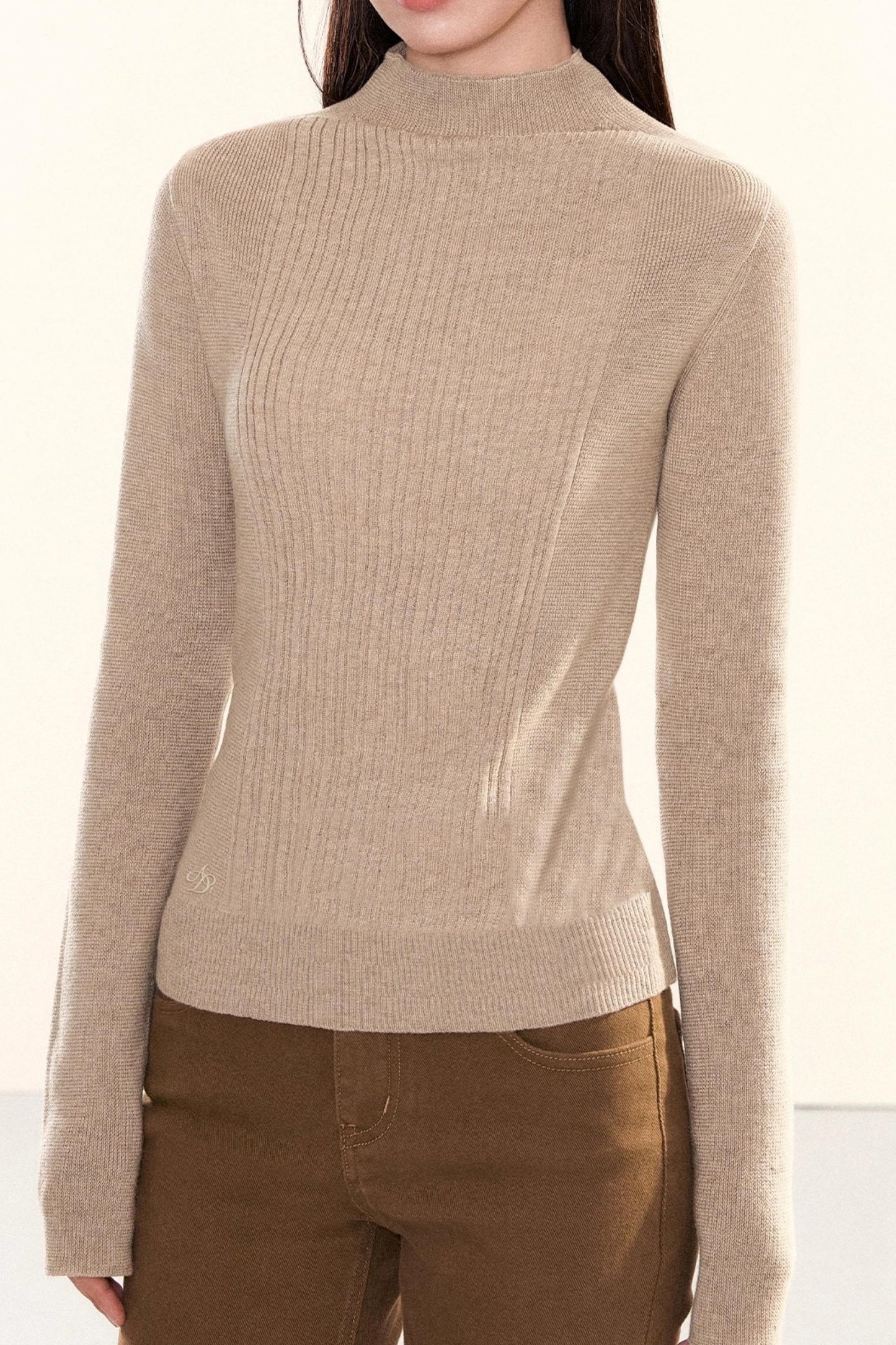 Ribbed Waist-Cinching Knit Sweater