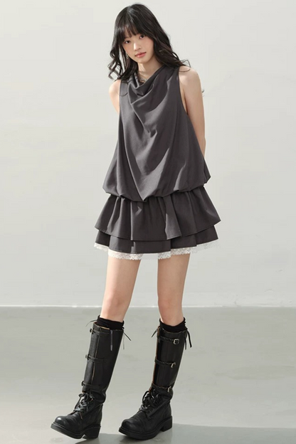 Smoke Gray Lace Dress