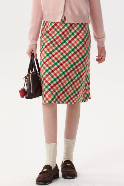 New Diagonal Plaid A-Line Skirt