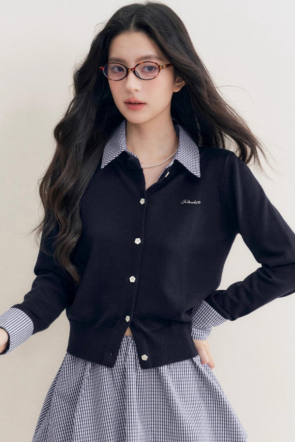 Elite Wool-Blend Plaid Cardigan Set-Up